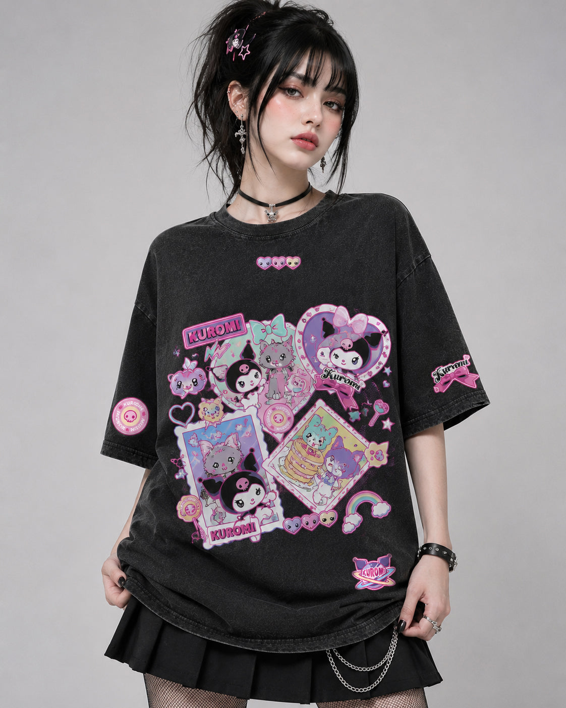 POLERA ACID WASH KUROMI WORLD